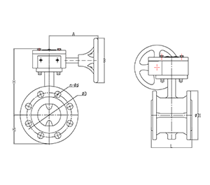 Фланцевый дисковый затвор с футеровкой из PTFE  с редуктором